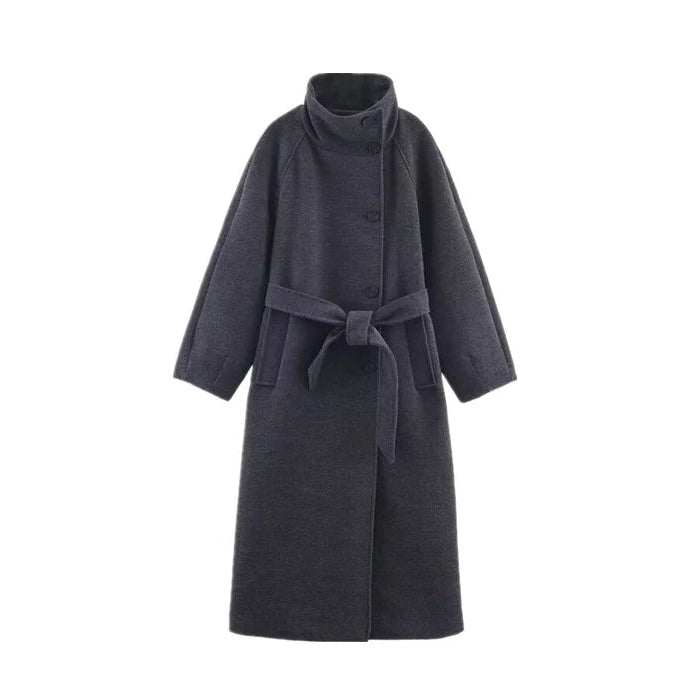 Arielle High Collar Long Belted Coat 1