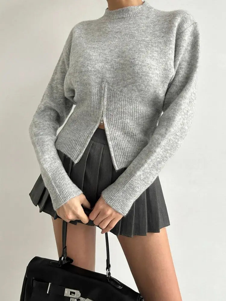 Elegant Women's Hoodie - Warm Knitted Round Neck Long Sleeve Sweatshirt 2