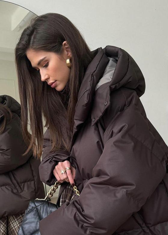 Oversized Water-Resistant Puffer Jacket Women with Detachable Hood 6