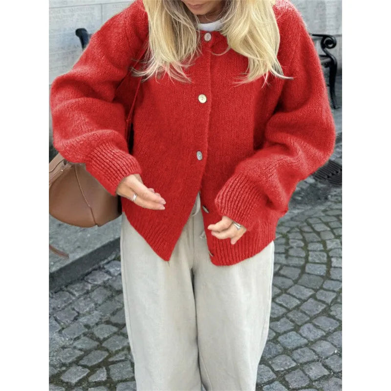 Women's Long Cardigan Sweater - Soft Knit, O-Neck, Solid Color Casual Top 3