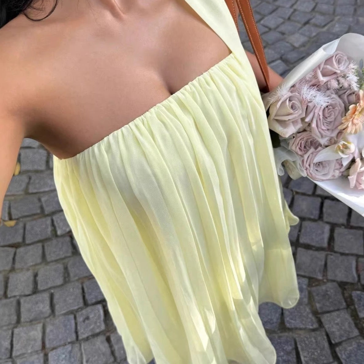 Aliya Ruched Bandeau Mini Dress