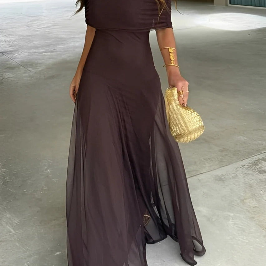 Sienna Off-Shoulder Ruched Maxi Dress