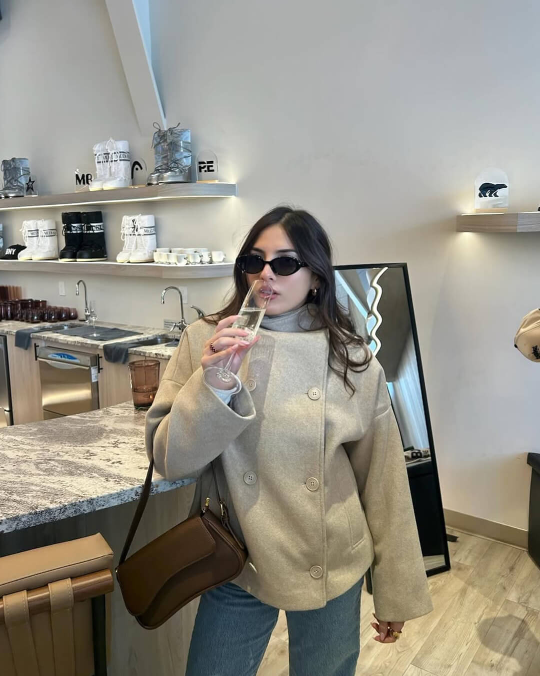 SEAME - Rosalia Elegant Jacket with Stand Collar Beige S