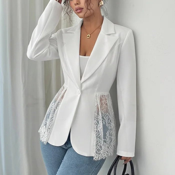 SOERA Taylor Lace Panel Tailored Blazer - Blazers - 1005012034685741-;yr1776154514002136222 White S