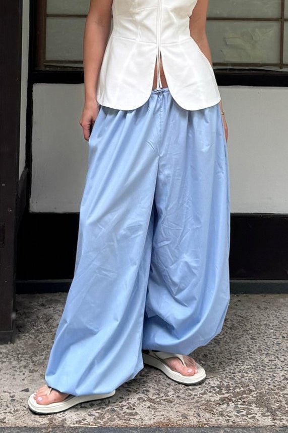 SOERA Inga Elastic Waist Baggy Pants - Bottoms - Blue L
