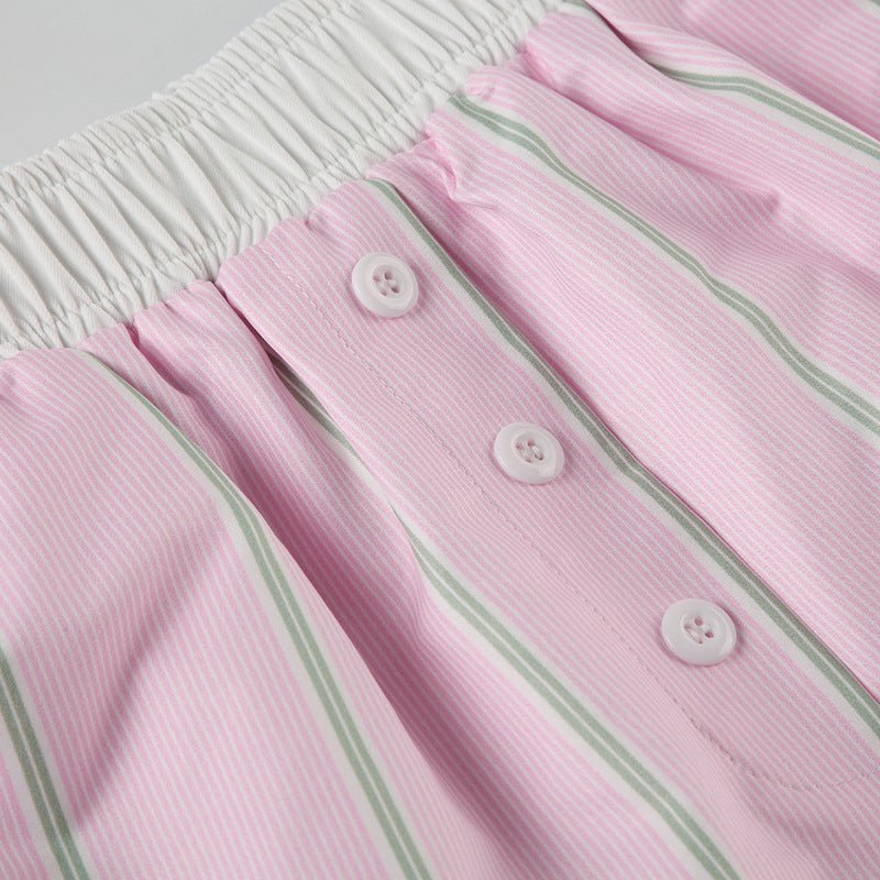 SOERA Liesel Striped Poplin Boxer Shorts - Bottoms - Pink L