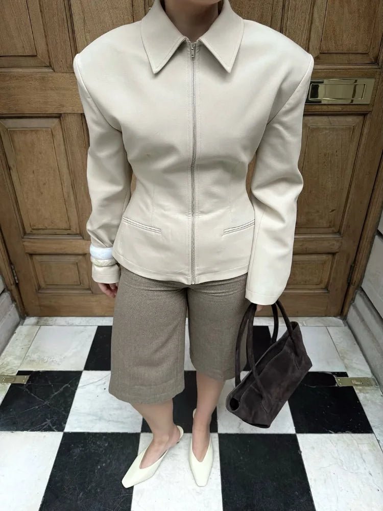 SOERA Sabine Zip Up Fitted Jacket - Coats & Jackets - 1005010537003381-;Hk1770053333510833923 Beige XS