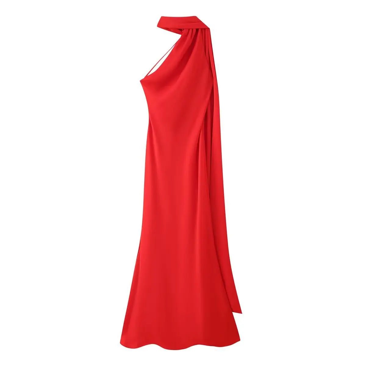 SOERA Beatrice Halter Backless Silk Satin Maxi Dress - Dress - Red S