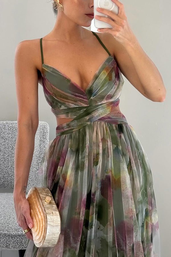 SOERA Bianca Floral V - Neck Maxi Dress - Dress - Green M