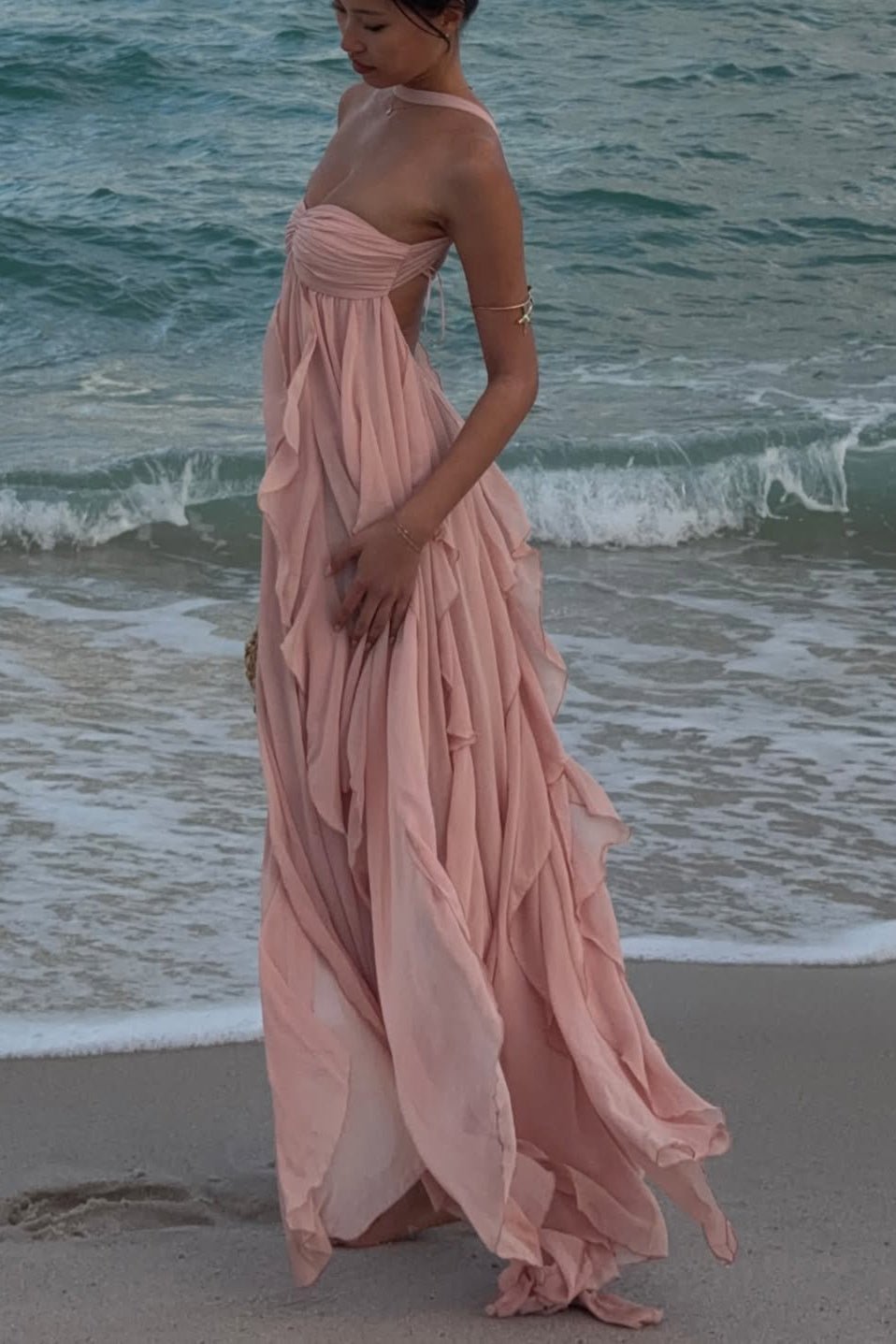SOERA Harper Strapless Ruffled Maxi Dress - Dress - SOERA-008579-BAB-M-03843 Baby Pink M