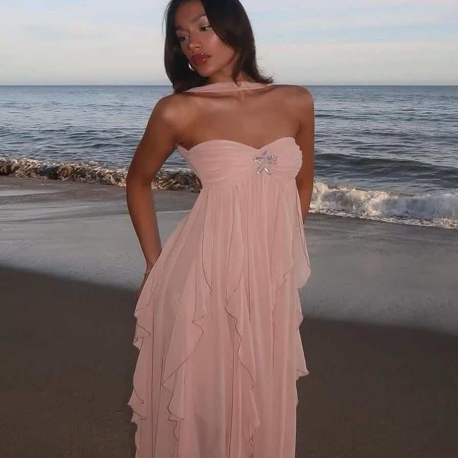 SOERA Harper Strapless Ruffled Maxi Dress - Dress - SOERA-008579-BAB-S-71075 Baby Pink S