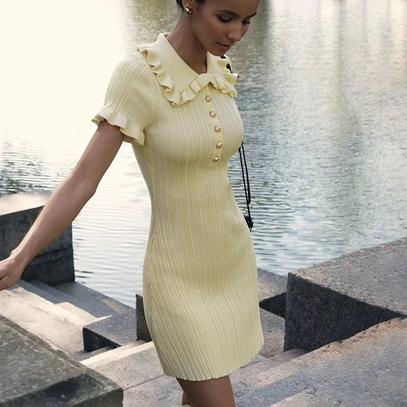 SOERA Iris Featherlight Ruffle Mini Dress - Dress - Yellow XS