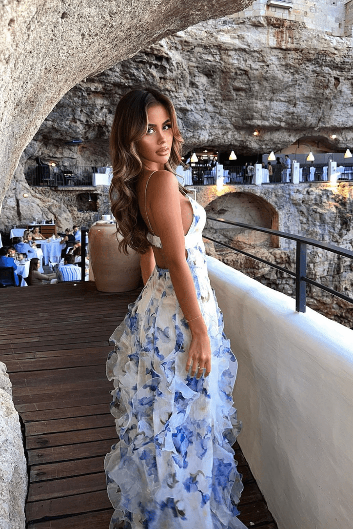 SOERA Shirley Floral Ruffle Maxi Dress - Dress - SOERA-613187-BLU-S-70787 Blue S