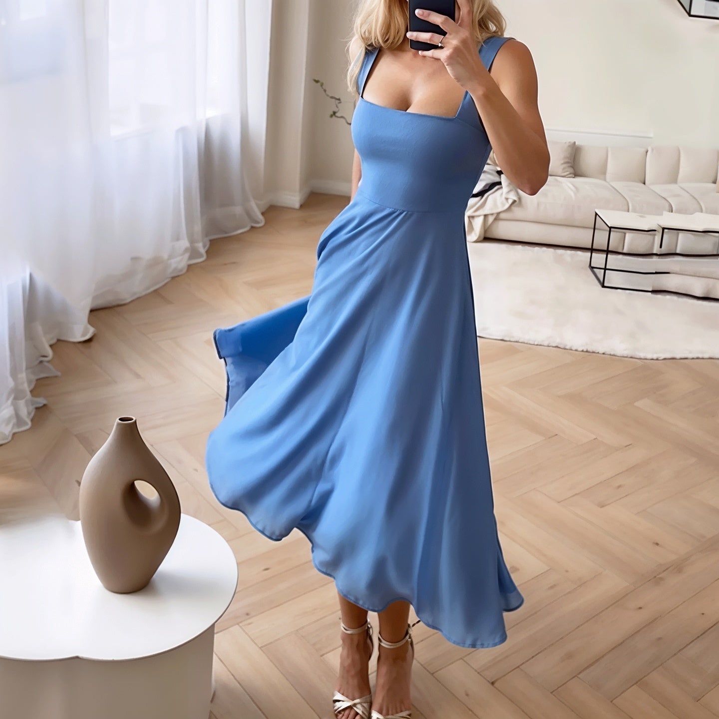 SOERA Sophia Sleeveless Midi Dress - Dress - Blue XS