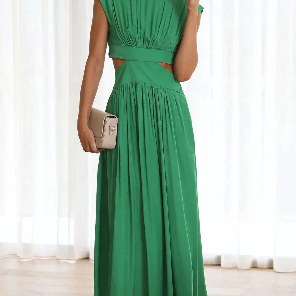 SOERA Valentina High - Neck Midi Dress with Waist Cutouts - Dress - Green XS