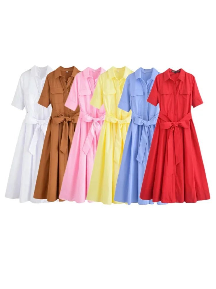 SOERA Ariane Belted Shirt Midi Dress - Dresses - Pink XS