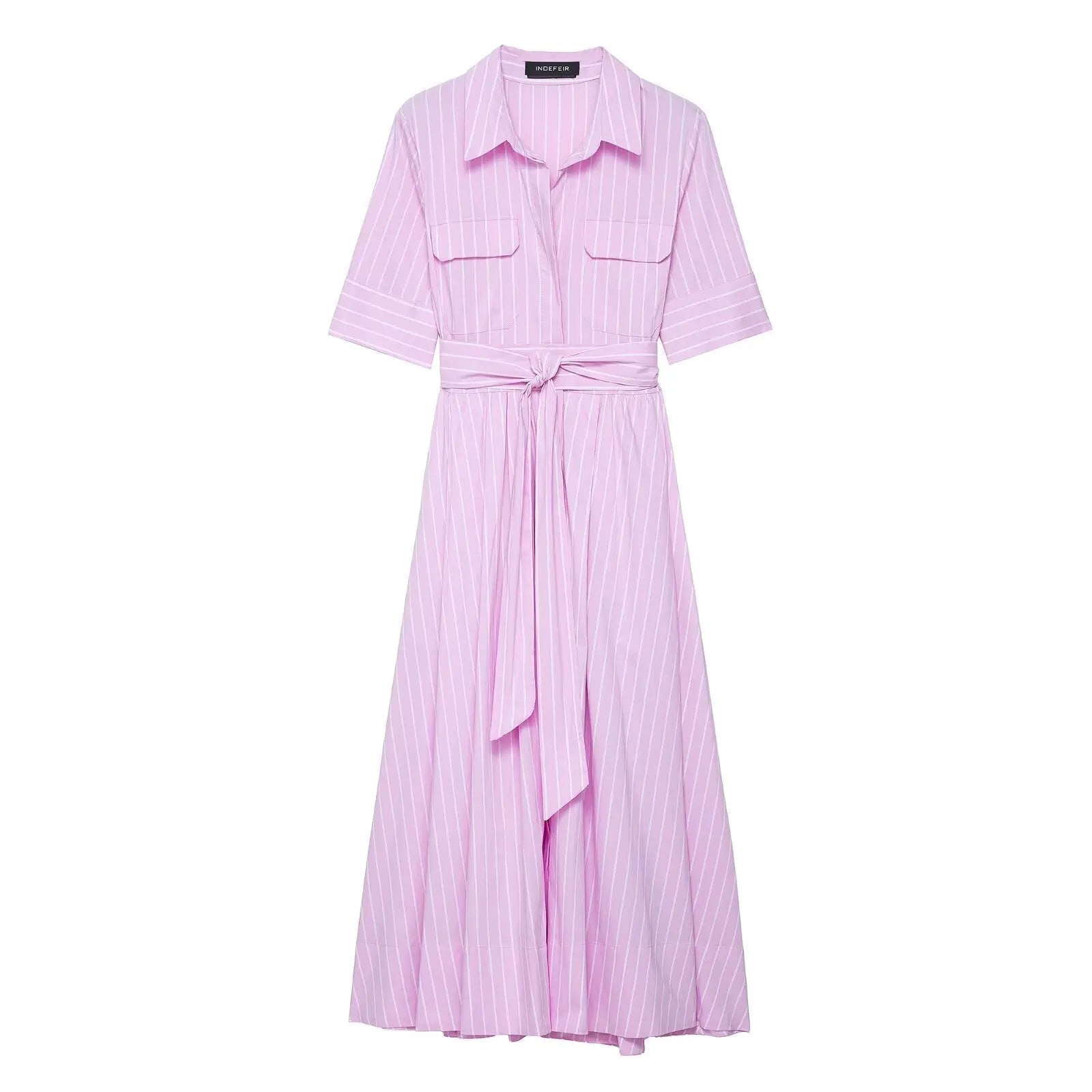 SOERA Ariane Belted Shirt Midi Dress - Dresses - Pink XS