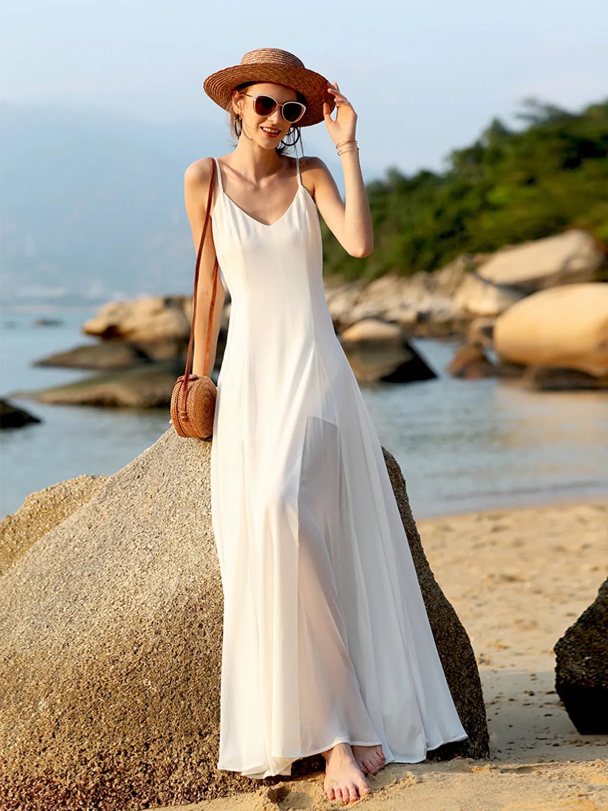 SOERA Bianca V-Neck Backless Cami Long Dress - Dresses - XS