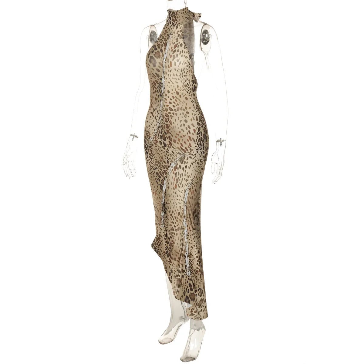 SOERA Cindy Leopard Halter Neck Maxi Dress - Dresses - 1005007851204764-;ND1770053337359568273 XS
