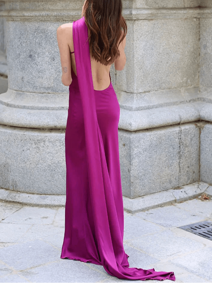 SOERA Demetra Satin Halter Backless Evening Gown - Dresses - Red S