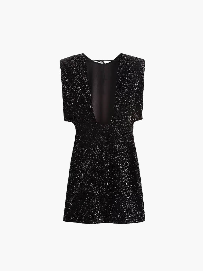SOERA Gillian Glitter Mini Dress - Dresses - Soera-Annie-Velvet-Dress-Black/L Black L