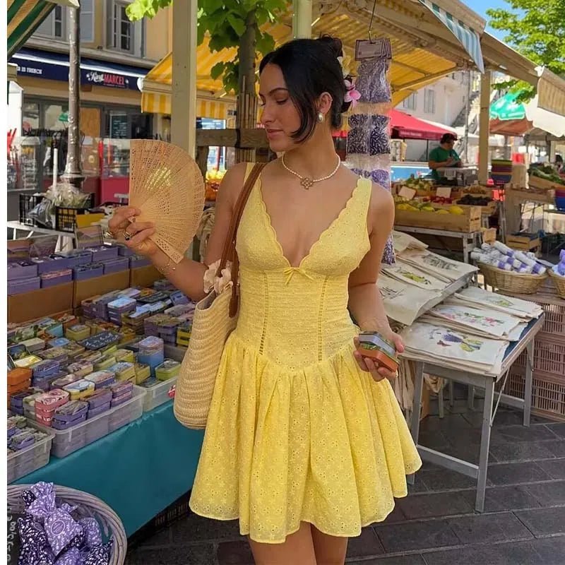 SOERA Kirsten Deep Neck Mini Dress - Dresses - 1005009169187314-;tQ1771582048483191174 Beige M