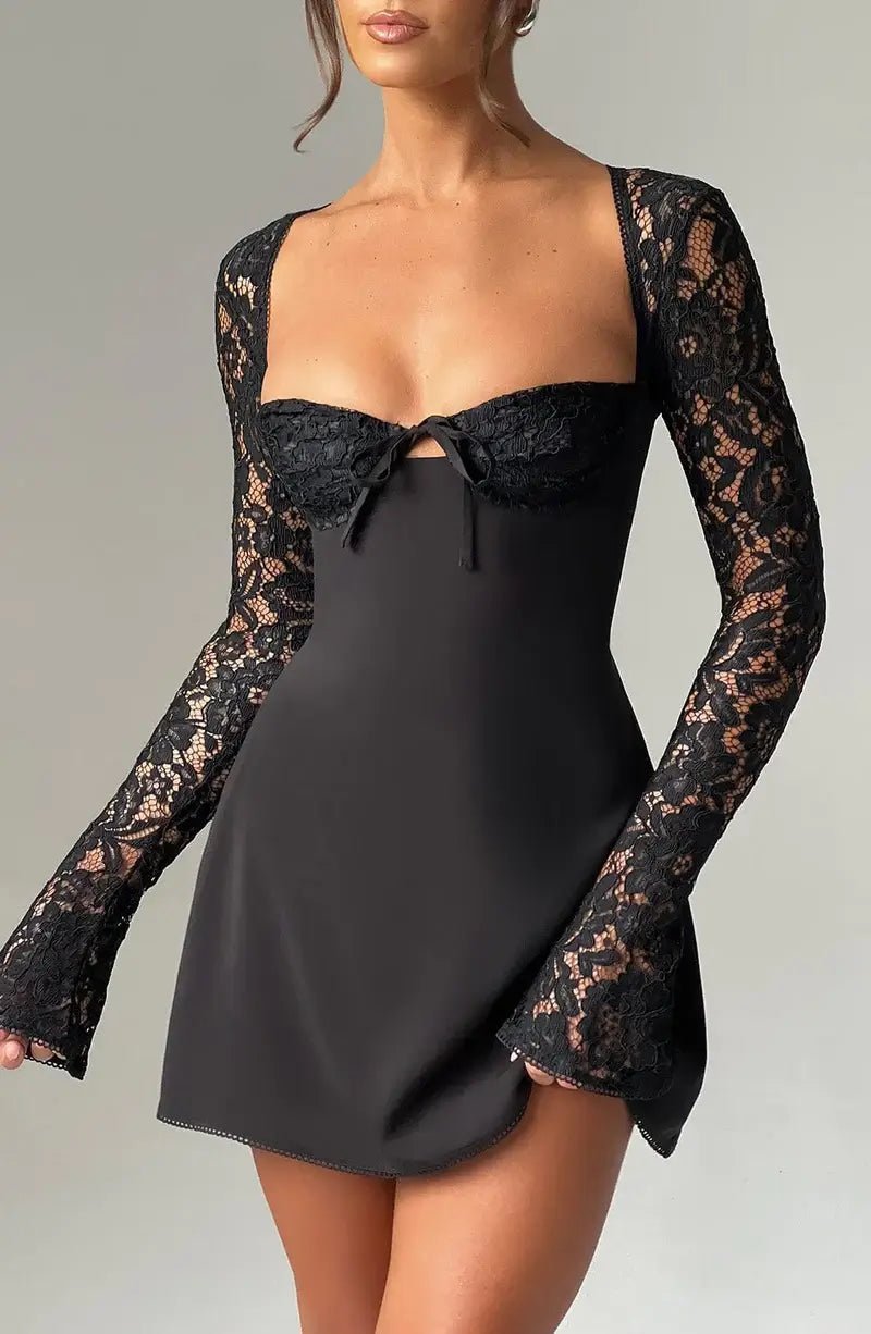 SOERA Louise mini dress with lace details - Dresses - DWOD4-HT169011 red XS