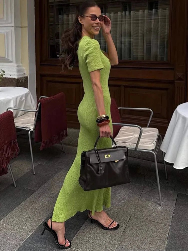 SOERA Nancy Bodycon Knitted Maxi Dress - Dresses - 1005009057952162-;op1772045931369612363 Green M