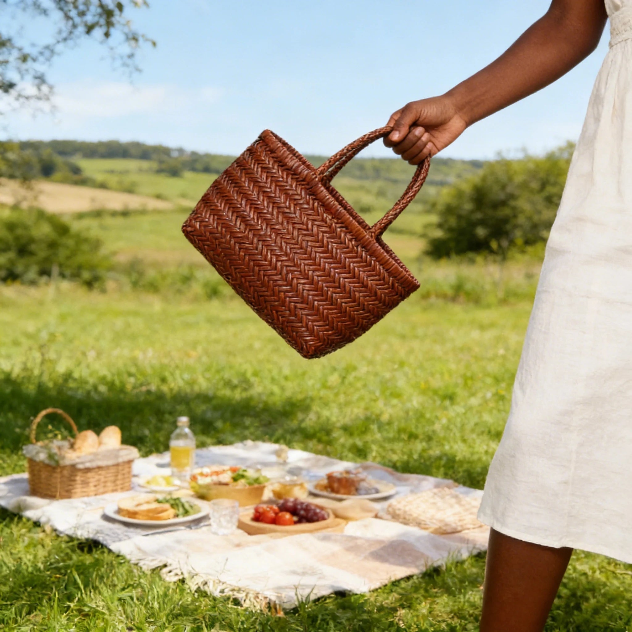 SOERA Anais Handwoven Leather Tote Bag - Handbags - Coffee