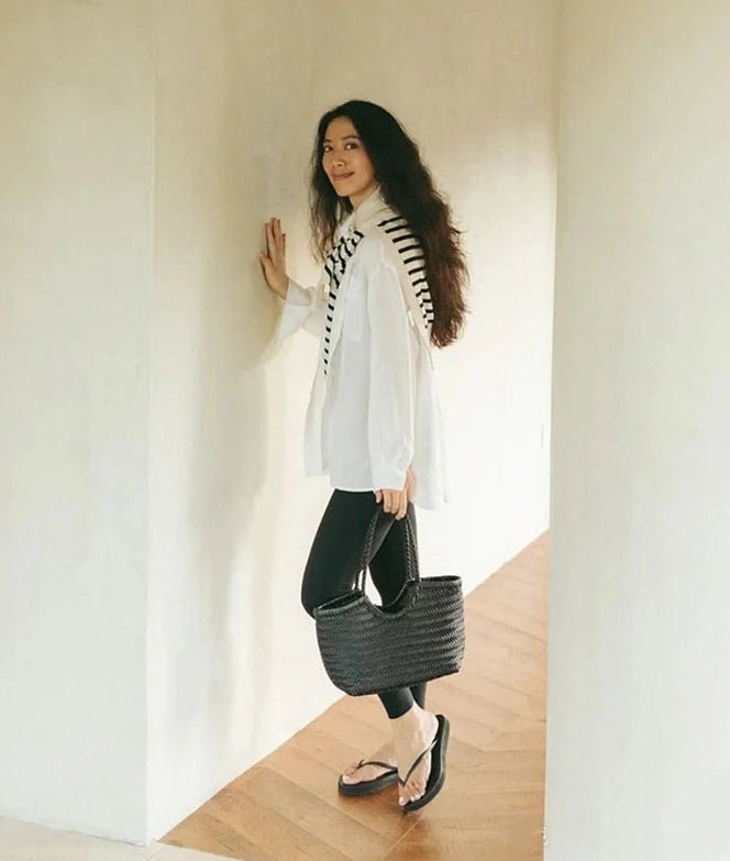 SOERA Beatrice Woven Leather Tote Bag - Handbags - Auburn Small