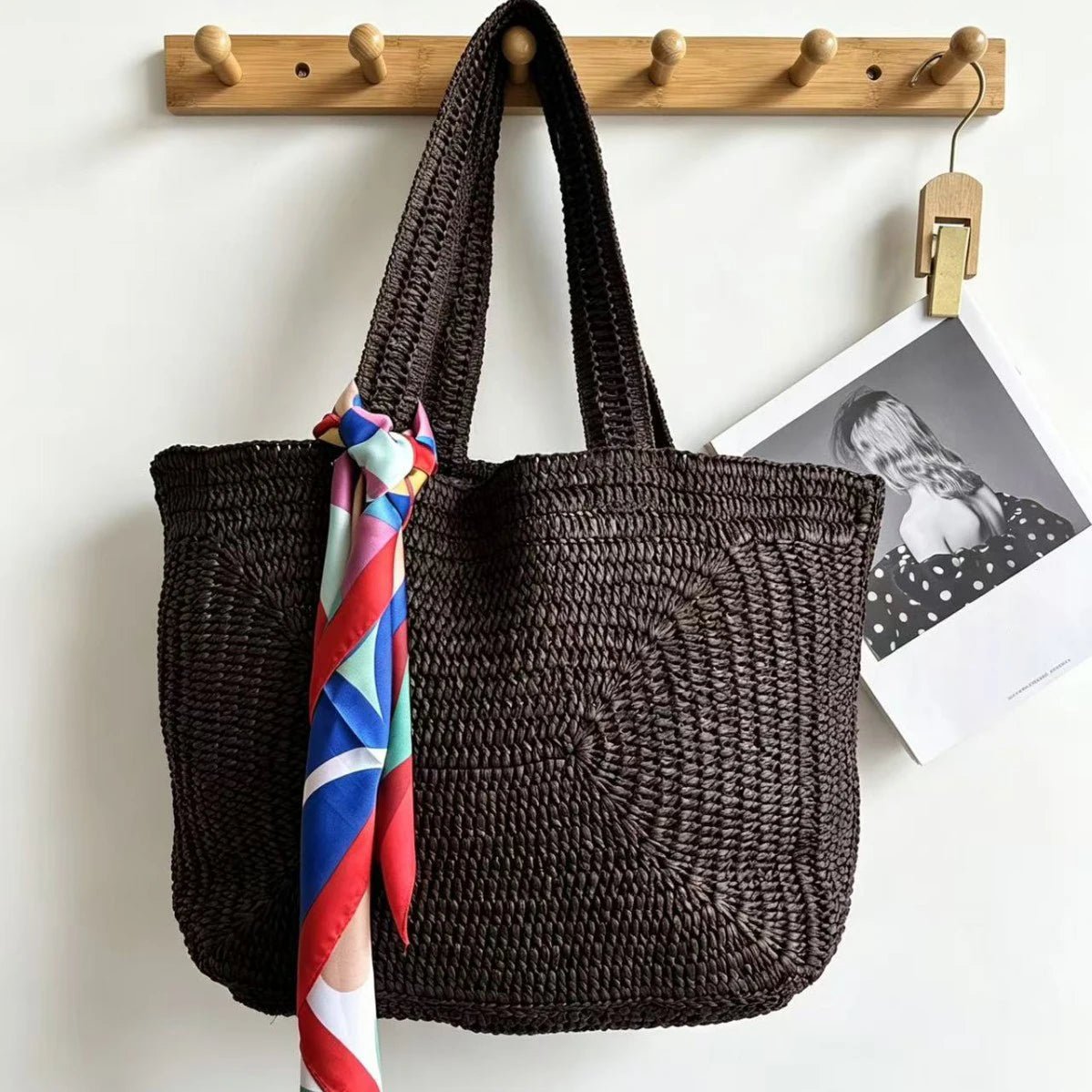 SOERA Hannie Bohemian Woven Beach Tote Bag - Handbags - Dark Brown