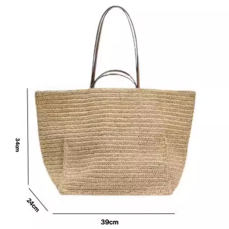 SOERA Naria Woven Straw Tote Bag - Handbags - Light Brown