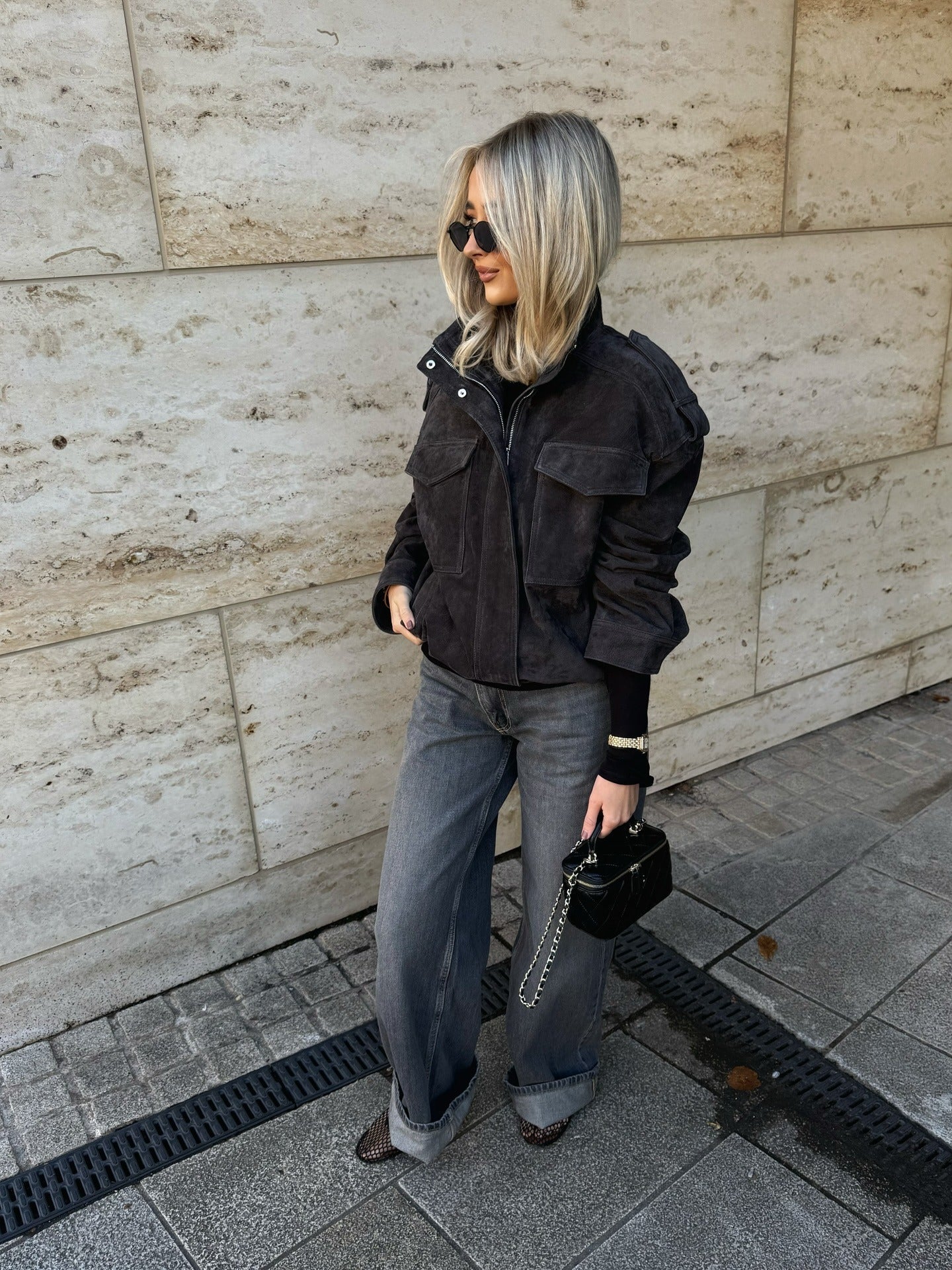 SOERA Charice High - Neck Suede Jacket - Jackets - fZ1774004001183653010 Charcoal M