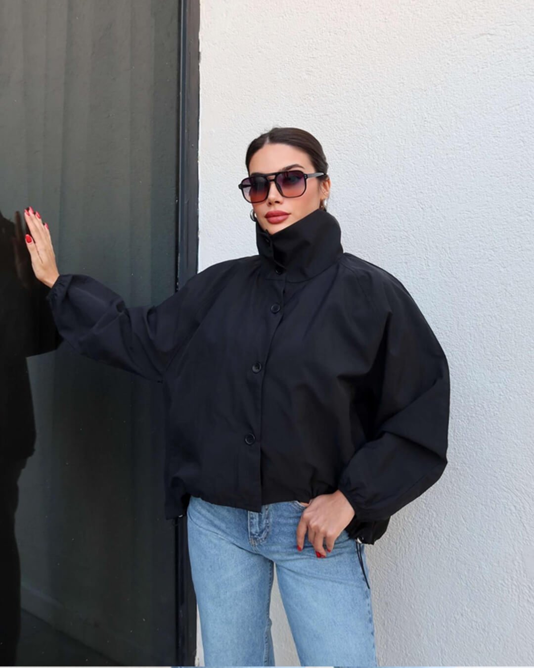 SOERA Clara High - Neck Bomber Jacket - Jackets - iF1765197968549272838 Black S