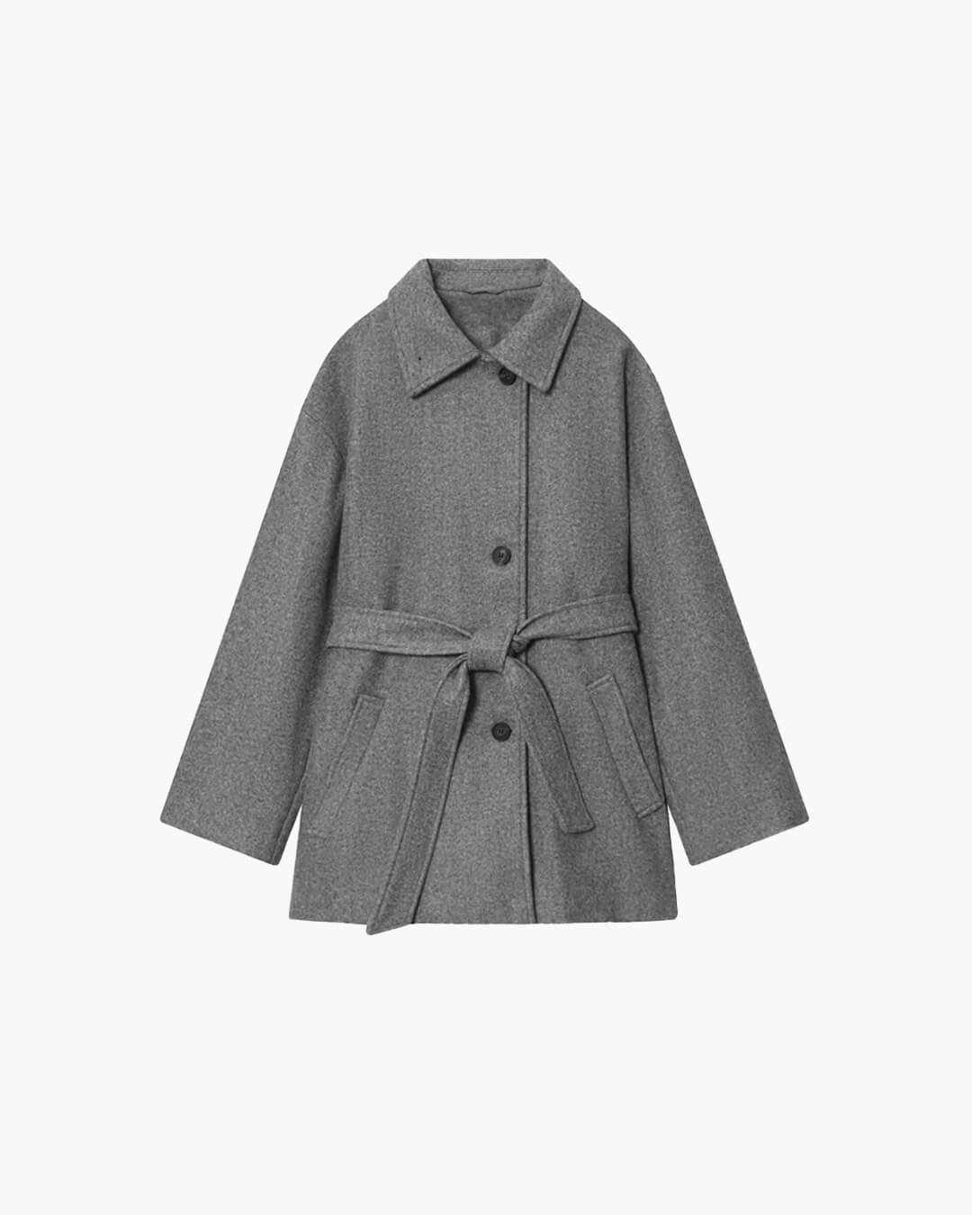 SOERA Felly Faux Wool Coat with Belt - Jackets - 3256809964317372-;zu1763625122225415948 Gray XS