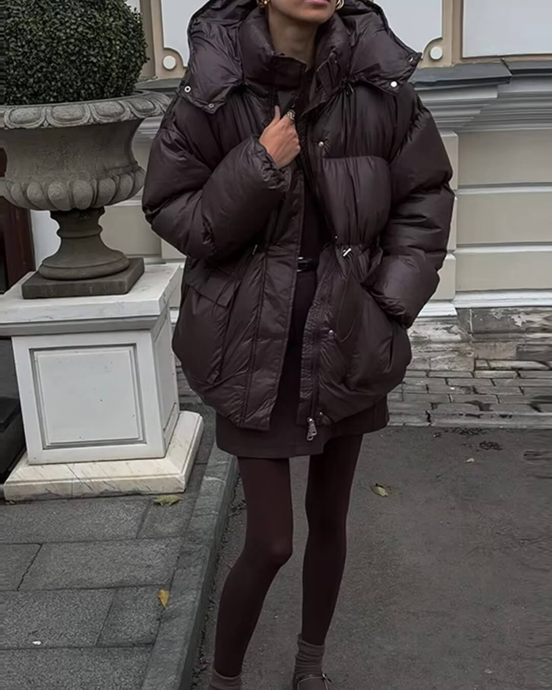 SOERA Jillian Glossy Puffer Jacket - Jackets - Chocolate L