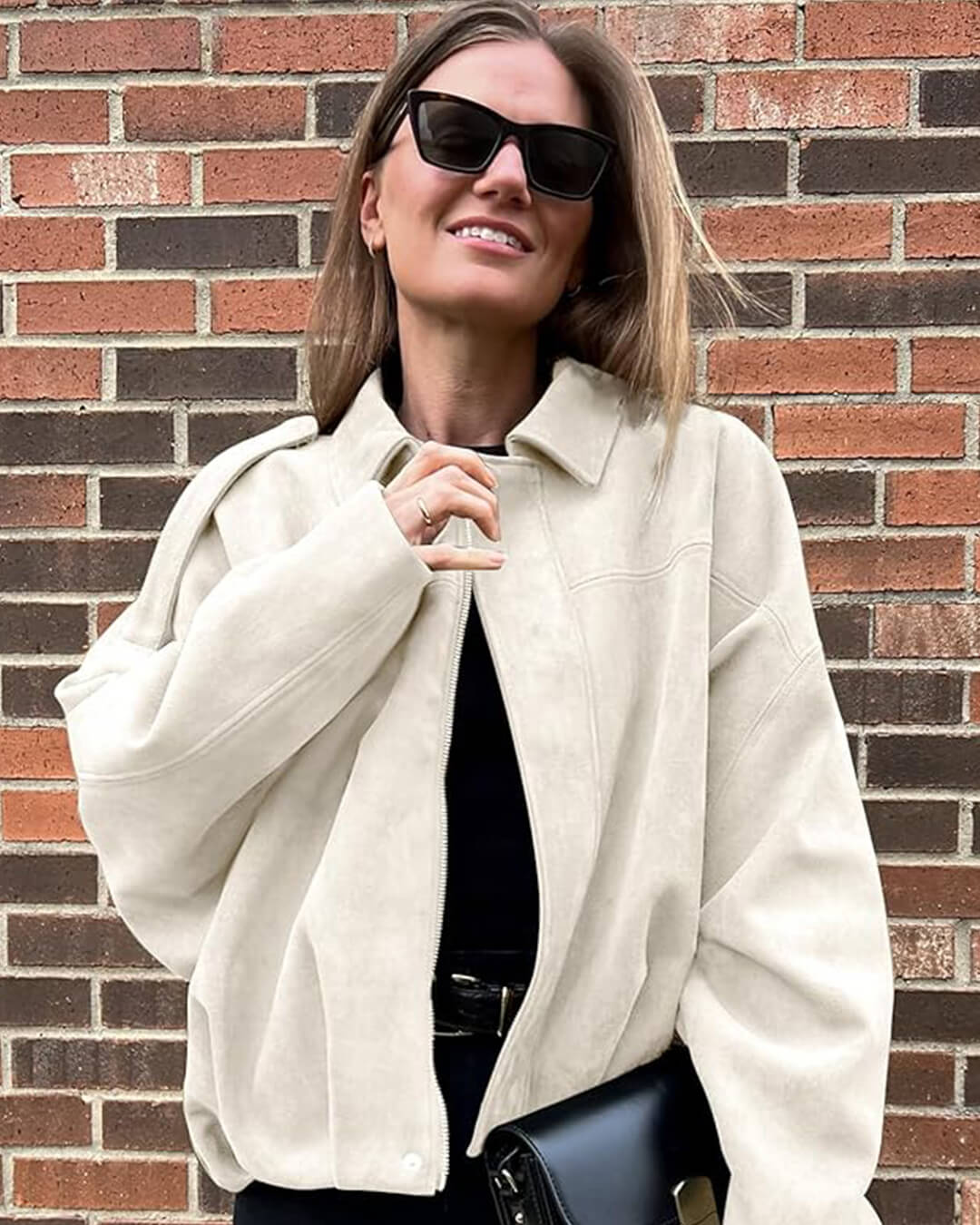 SOERA Lara Suede Bomber Jacket - Jackets - KN1760504685427357500 Creme L