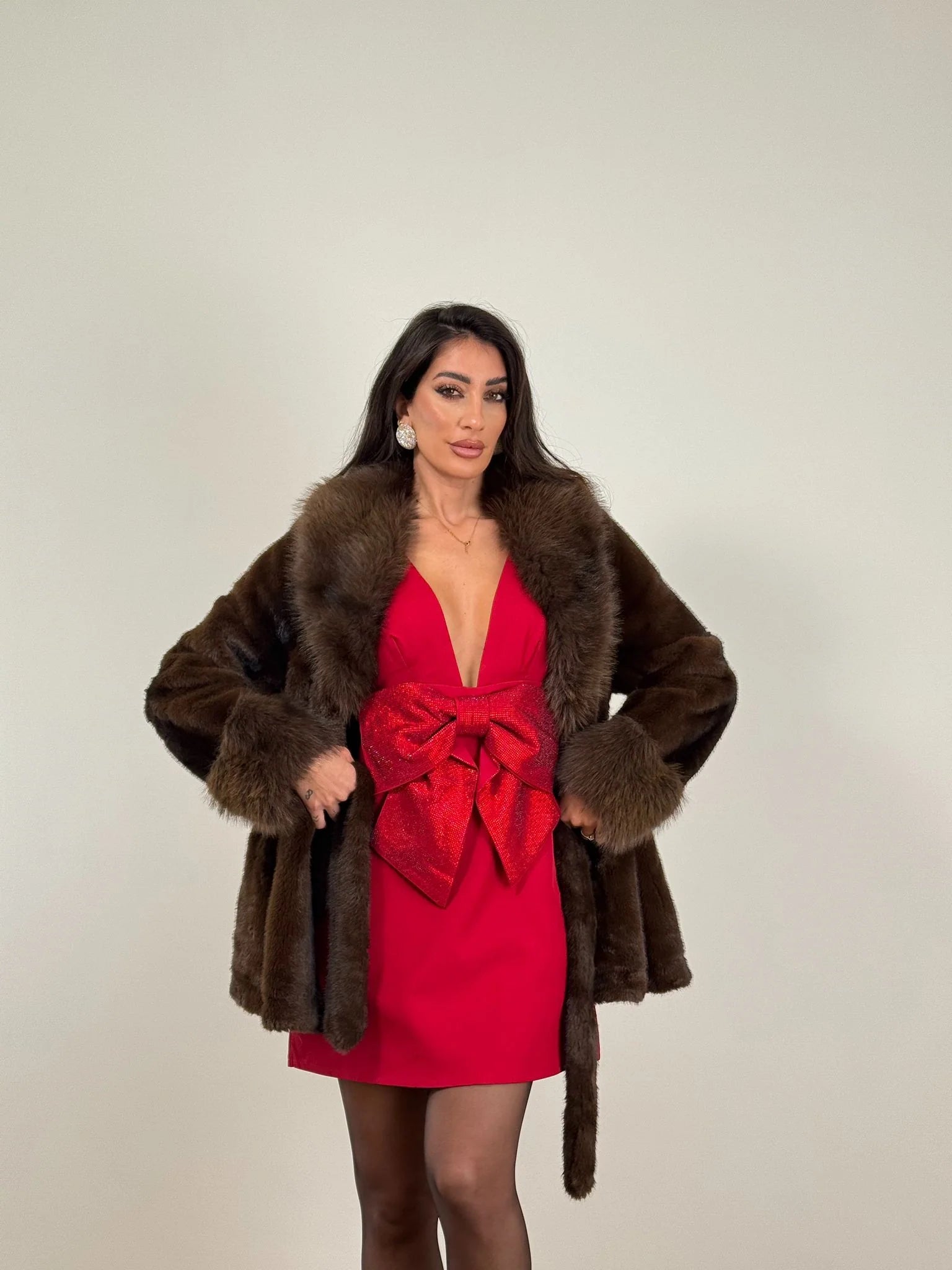 SOERA Louise Faux Fur Coat - Jackets - L Coffee