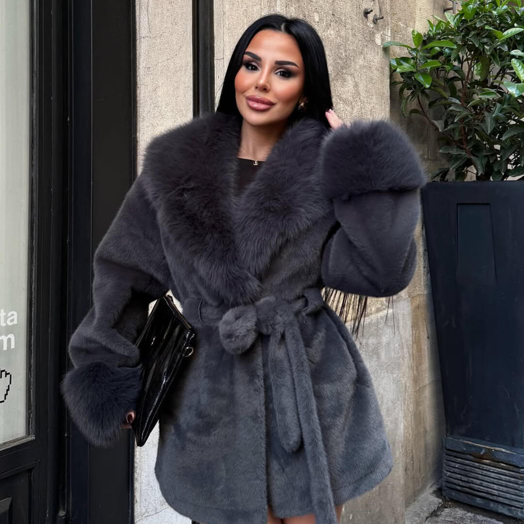 Jessa Faux Fur Trim Coat