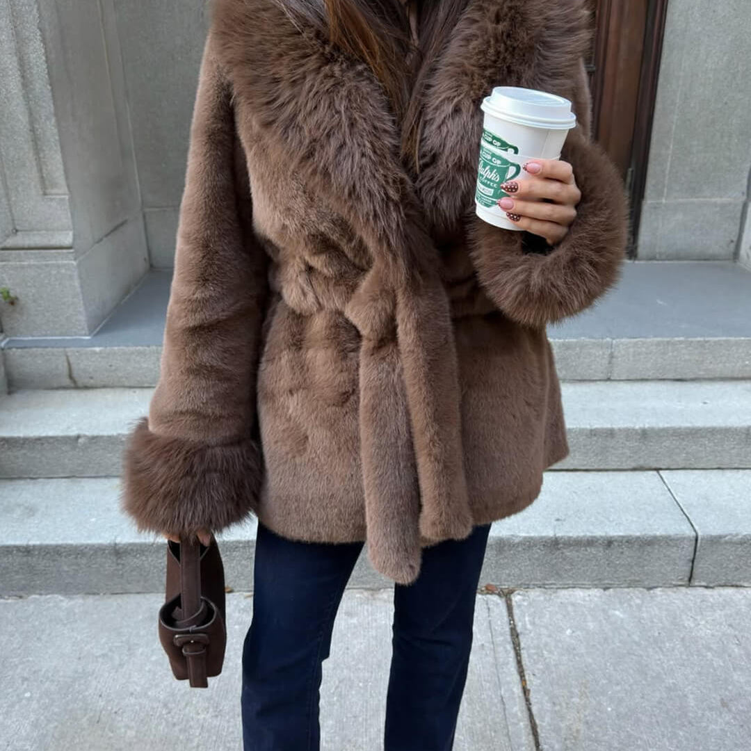 Jessa Faux Fur Trim Coat