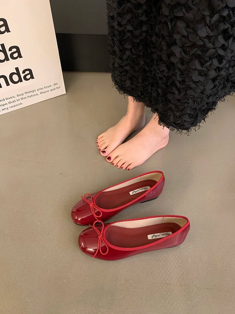 SOERA Suzette Bowtie Ballet Flats - Shoes - 1005009985131753-;CF1763832190015652627 Red 35