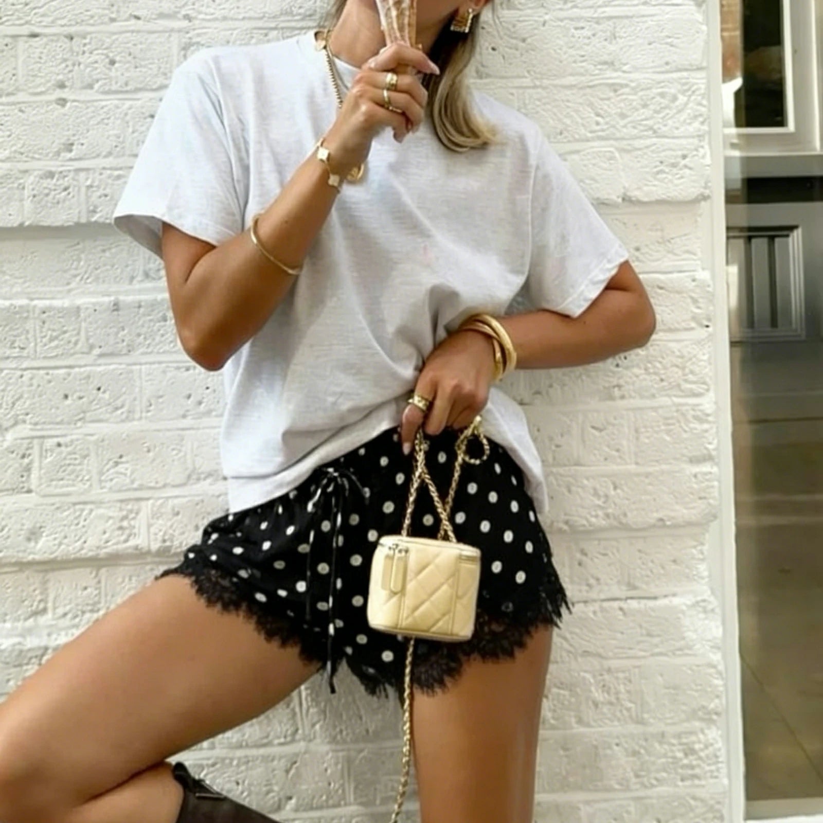 SOERA Kamilla Polka Dot Satin Mini Short - Shorts - 1005010659138545-;OA1771494652140734198 M