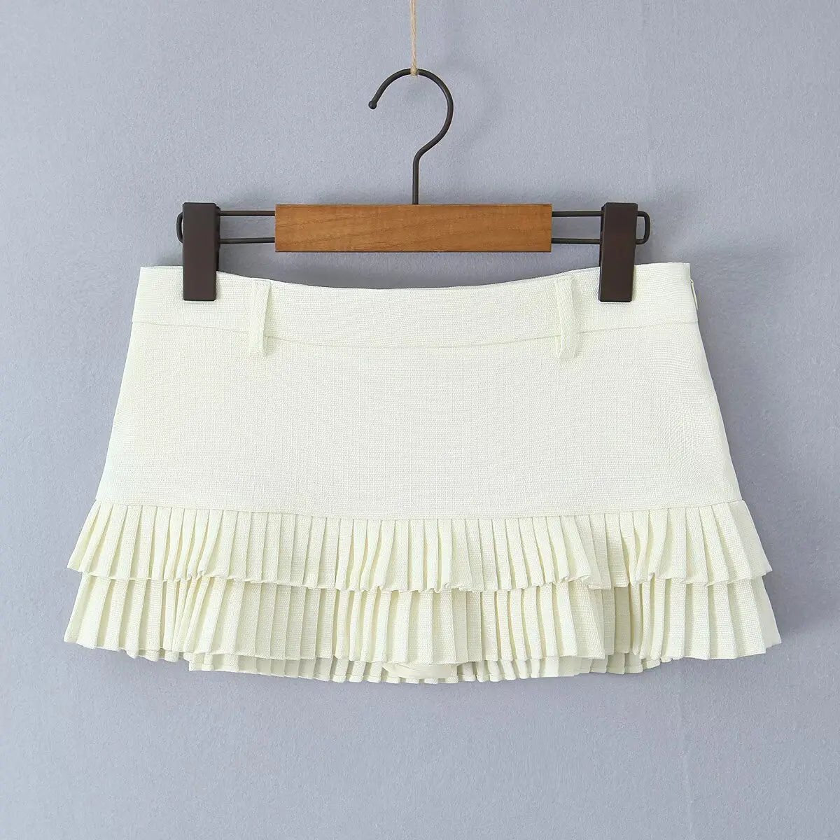 SOERA Bella Low-Waist Pleated Mini Skirt - Skirts - Beige XS