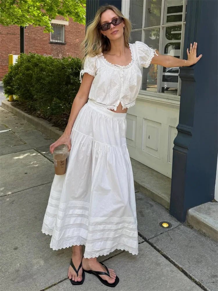 SOERA Blair High-Waist Lace Maxi Skirt - Skirts - White