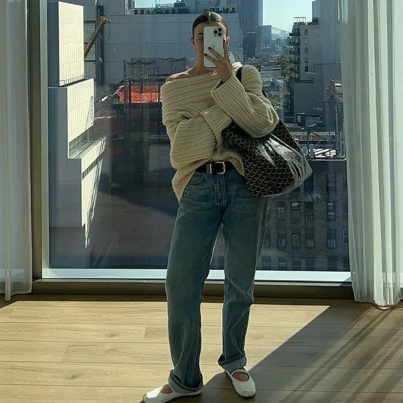 SOERA Maya Off - Shoulder Knit Sweater - Sweaters - HE1762772375814287374 Beige One Size