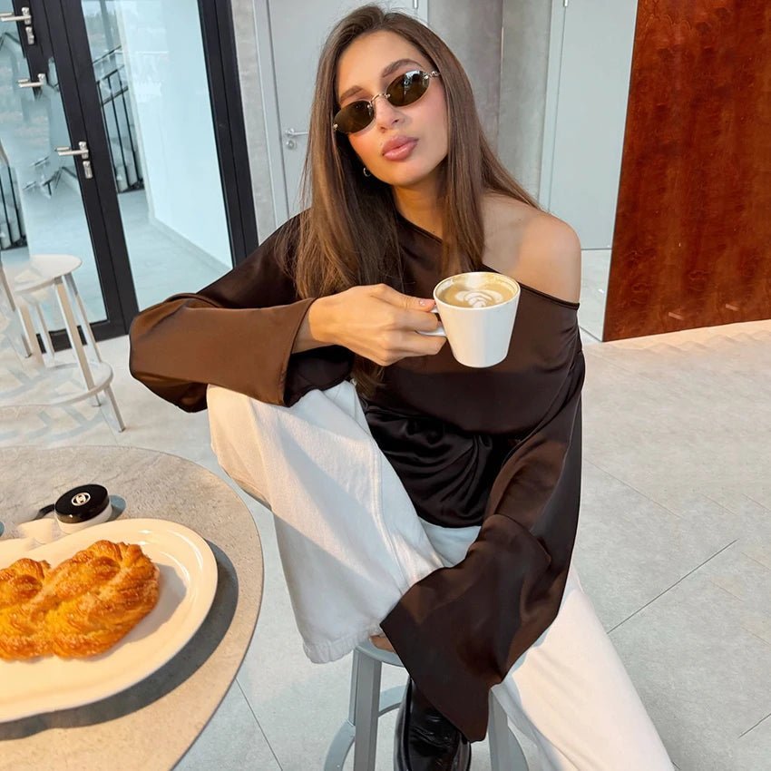 SOERA Aubrey Tie Back Satin Blouse - Tops - ip1774532669740323038 M