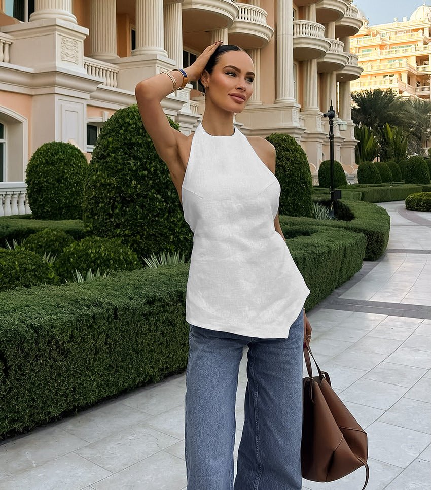 SOERA Daphne Halter Neck Backless Top - Tops - yz1770344797579285891 M