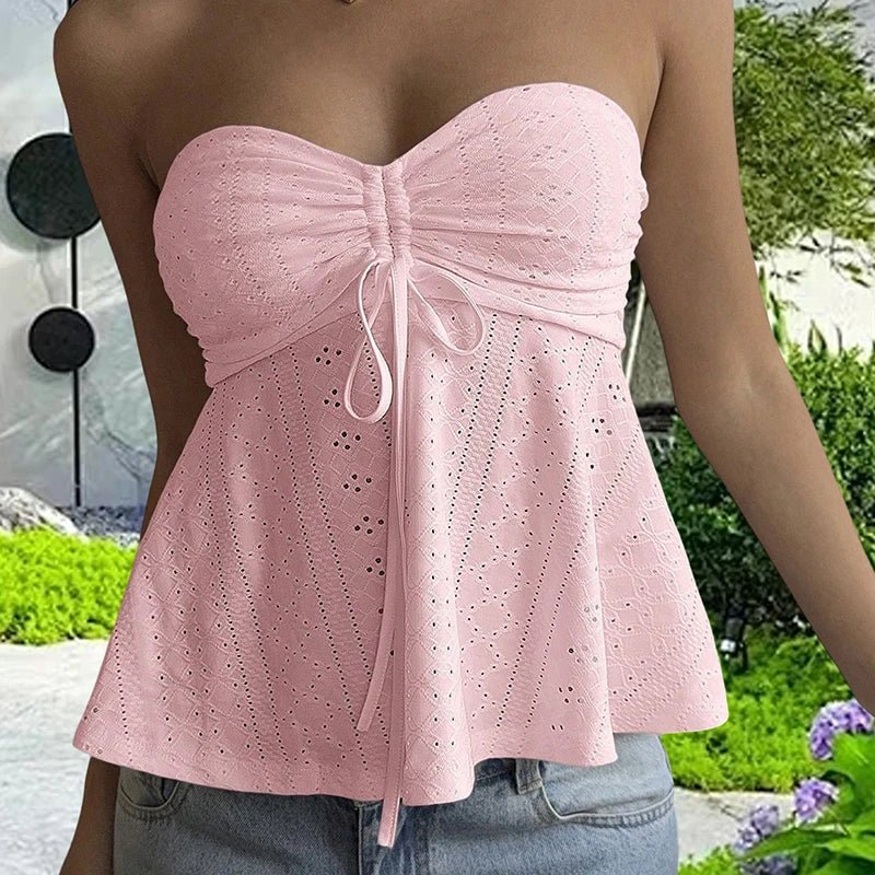SOERA Jasmine Eyelet Bandeau Top - Tops - 1005009341465004-;wb1771345067791480992 Pink S