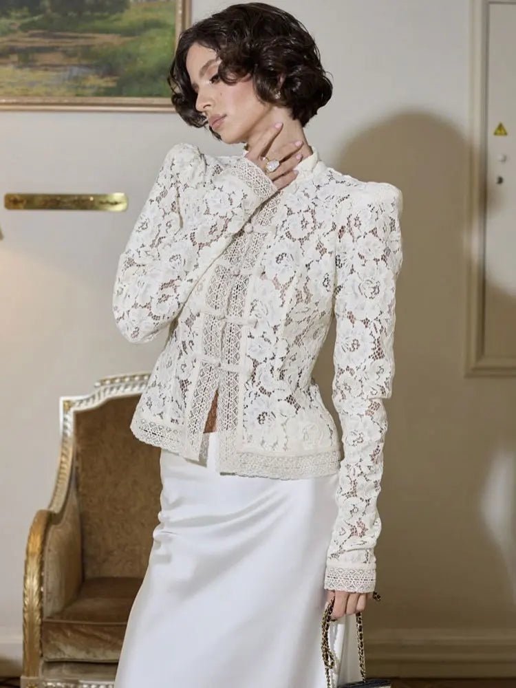 SOERA Jeanna Long Sleeve Lace Top - Tops - 1005009750893359-;pw1775623627115755480 White L