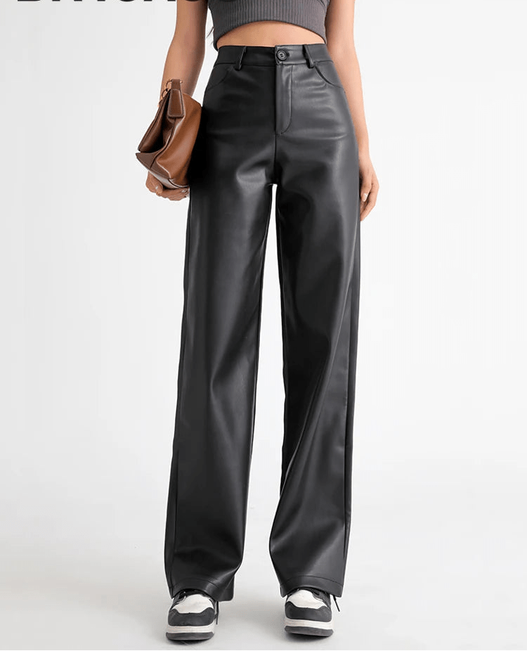 SOERA Giselle High Waisted Leather Pants - Trousers - 1005009872666185-;Pt1762998399401348090 Coffee XS